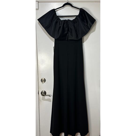 Betsy & Adam Women's Off-The-Shoulder Ruffle Gown Black Size 14 NWT Feminine - Picture 10 of 16